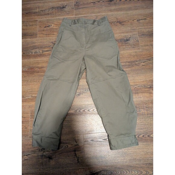 TIBI Sculpted Balloon Patch Pocket Trousers Pants In Green Khaki Sz 8 - Picture 8 of 8